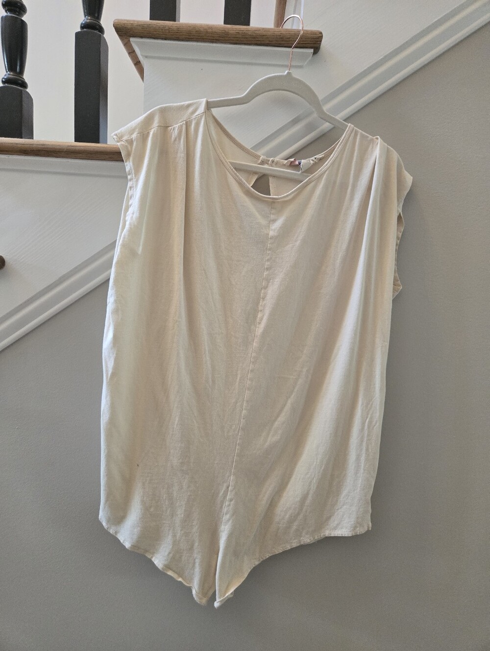 Free People Cream Scoop Neck Romper with Back Keyhole